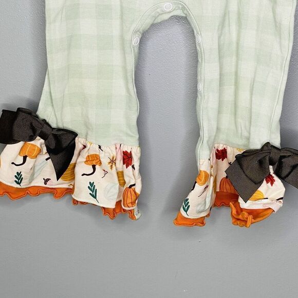 Ricrac & Ruffles Infant Girls Size 24 Months 2T plaid fall pumpkin romper - Picture 3 of 6